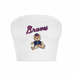 Atlanta Braves Tiny Turnip Women's Teddy Bear Crop Tube Top - MLB Tops