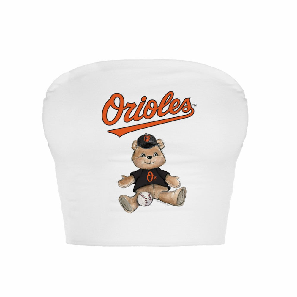 Baltimore Orioles Tiny Turnip Women's Teddy Bear Crop Tube Top - MLB Tops