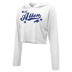 Buffalo Bills Josh Allen  Majestic Threads Women's Glitter Wordmark Hoodie | NFL New