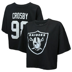 Las Vegas Raiders Maxx Crosby  Majestic Threads Women's Swarovski Crystals Boxy Cropped Name & Number T-Shirt | NFL Outlet
