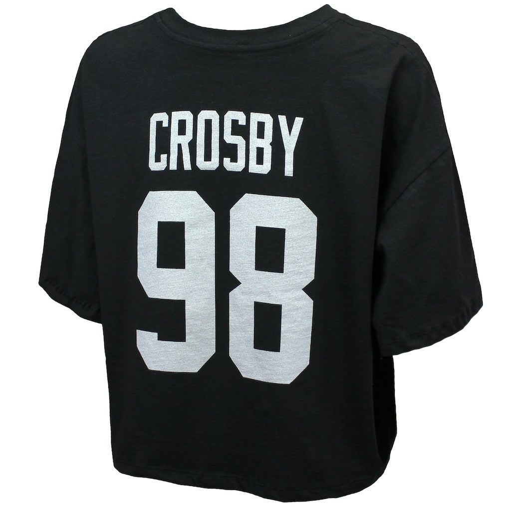 Las Vegas Raiders Maxx Crosby  Majestic Threads Women's Swarovski Crystals Boxy Cropped Name & Number T-Shirt | NFL Outlet