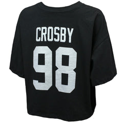 Las Vegas Raiders Maxx Crosby  Majestic Threads Women's Swarovski Crystals Boxy Cropped Name & Number T-Shirt | NFL Outlet