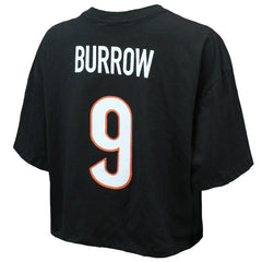 Cincinnati Bengals Joe Burrow  Majestic Threads Women's Swarovski Crystals Boxy Cropped Name & Number T-Shirt | NFL New