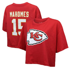 Kansas City Chiefs Patrick Mahomes  Majestic Threads Women's Swarovski Crystals Boxy Cropped Name & Number T-Shirt | NFL Near me