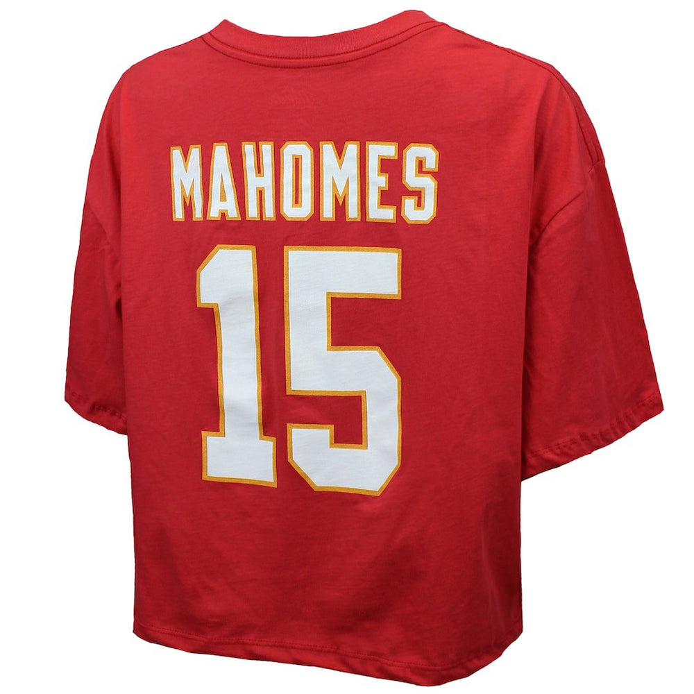 Kansas City Chiefs Patrick Mahomes  Majestic Threads Women's Swarovski Crystals Boxy Cropped Name & Number T-Shirt | NFL Near me