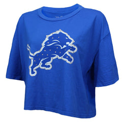 Detroit Lions Aidan Hutchinson  Majestic Threads Women's Swarovski Crystals Boxy Cropped Name & Number T-Shirt | NFL Outlet