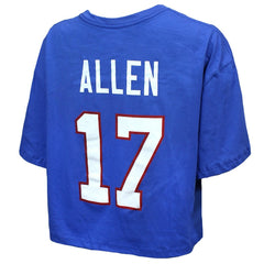 Buffalo Bills Josh Allen  Majestic Threads Women's Swarovski Crystals Boxy Cropped Name & Number T-Shirt | NFL Hot