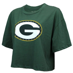 Green Bay Packers Jordan Love  Majestic Threads Women's Swarovski Crystals Boxy Cropped Name & Number T-Shirt | NFL US