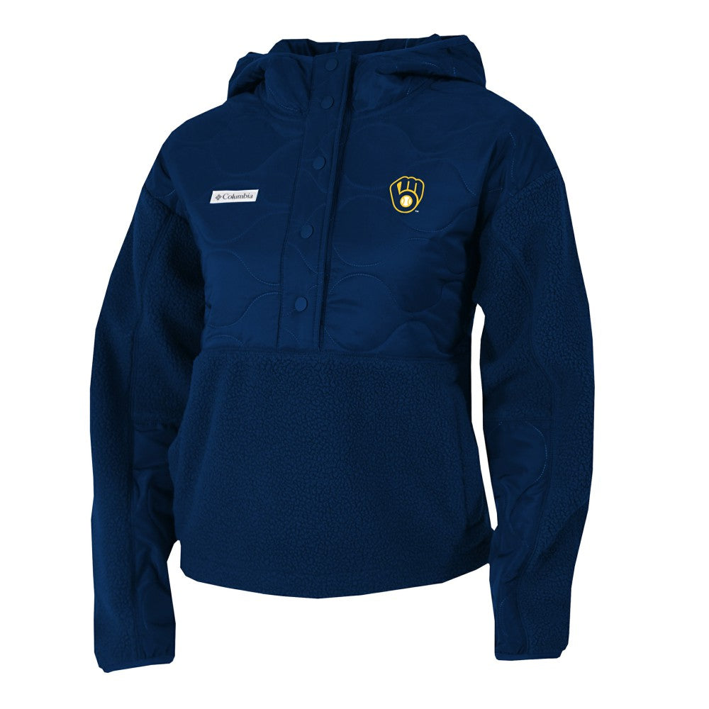 Milwaukee Brewers Columbia Women's Cloud Point Hooded Fleece Half-Snap Pullover Jacket - MLB Jackets