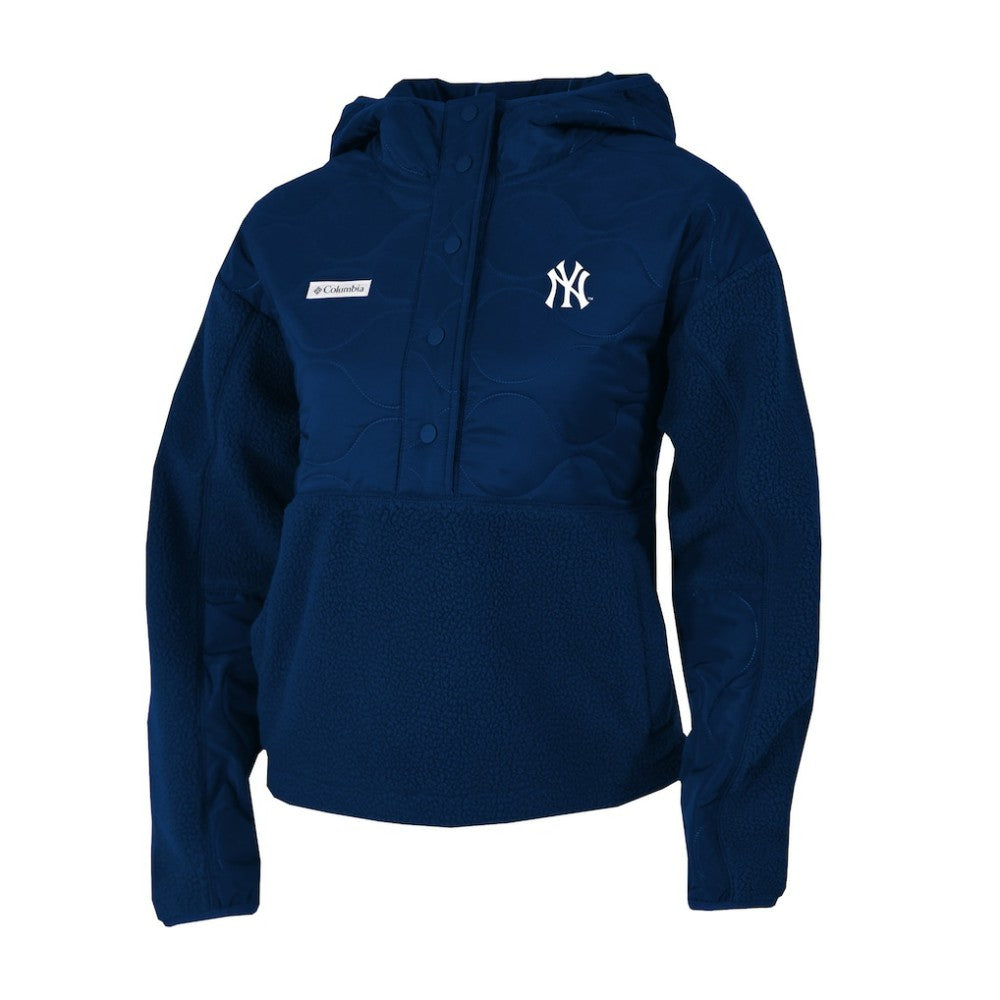 New York Yankees Columbia Women's Cloud Point Hooded Fleece Half-Snap Pullover Jacket - MLB Jackets