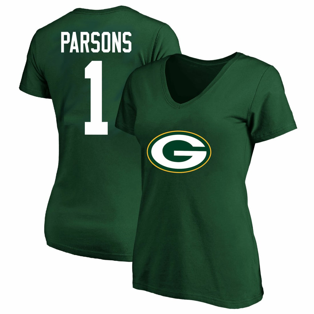 Green Bay Packers Micah Parsons  Women's Plus Size Name & Number V-Neck T-Shirt | NFL Sale