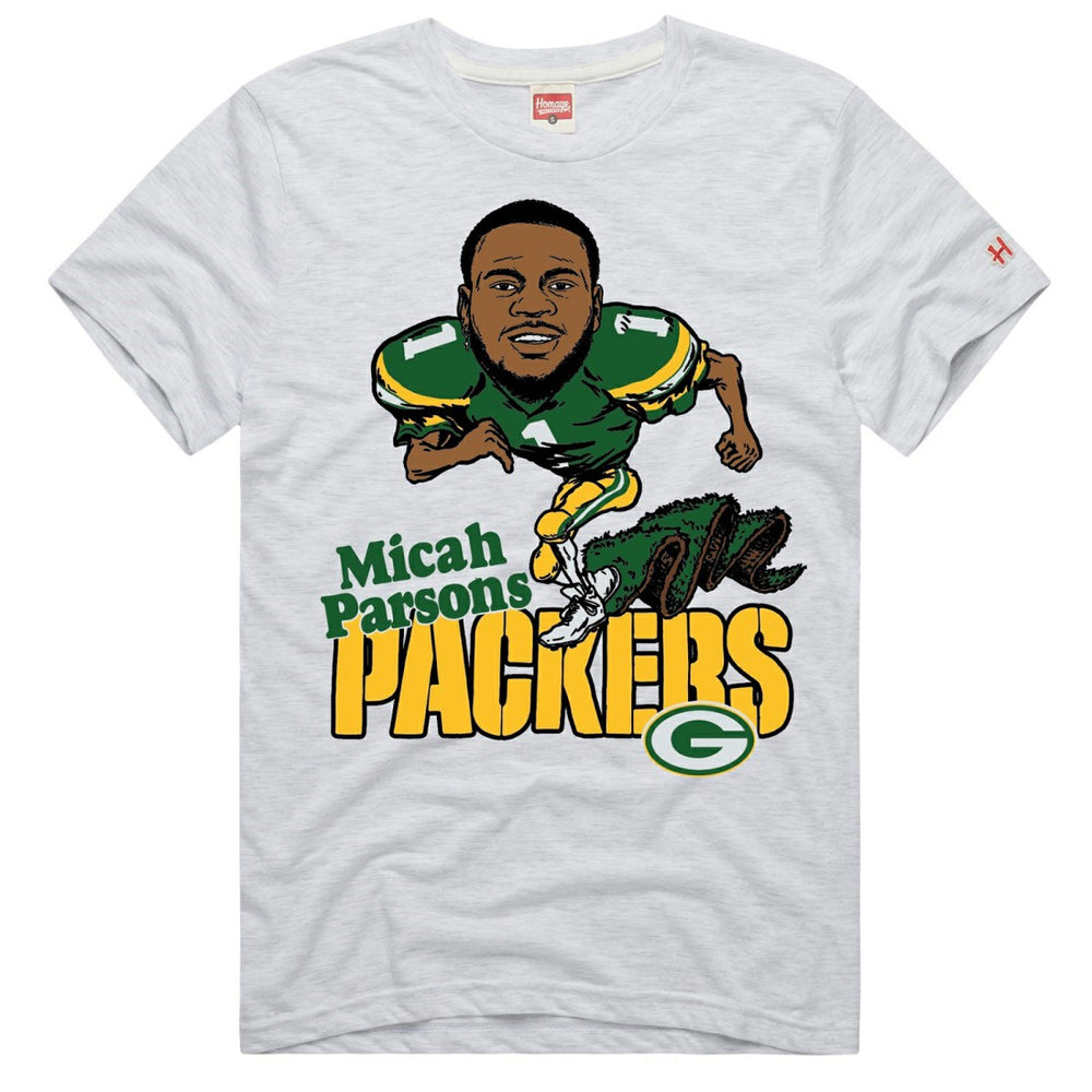 Green Bay Packers Micah Parsons  Homage Unisex Caricature Player Graphic Tri-Blend T-Shirt | NFL Sale