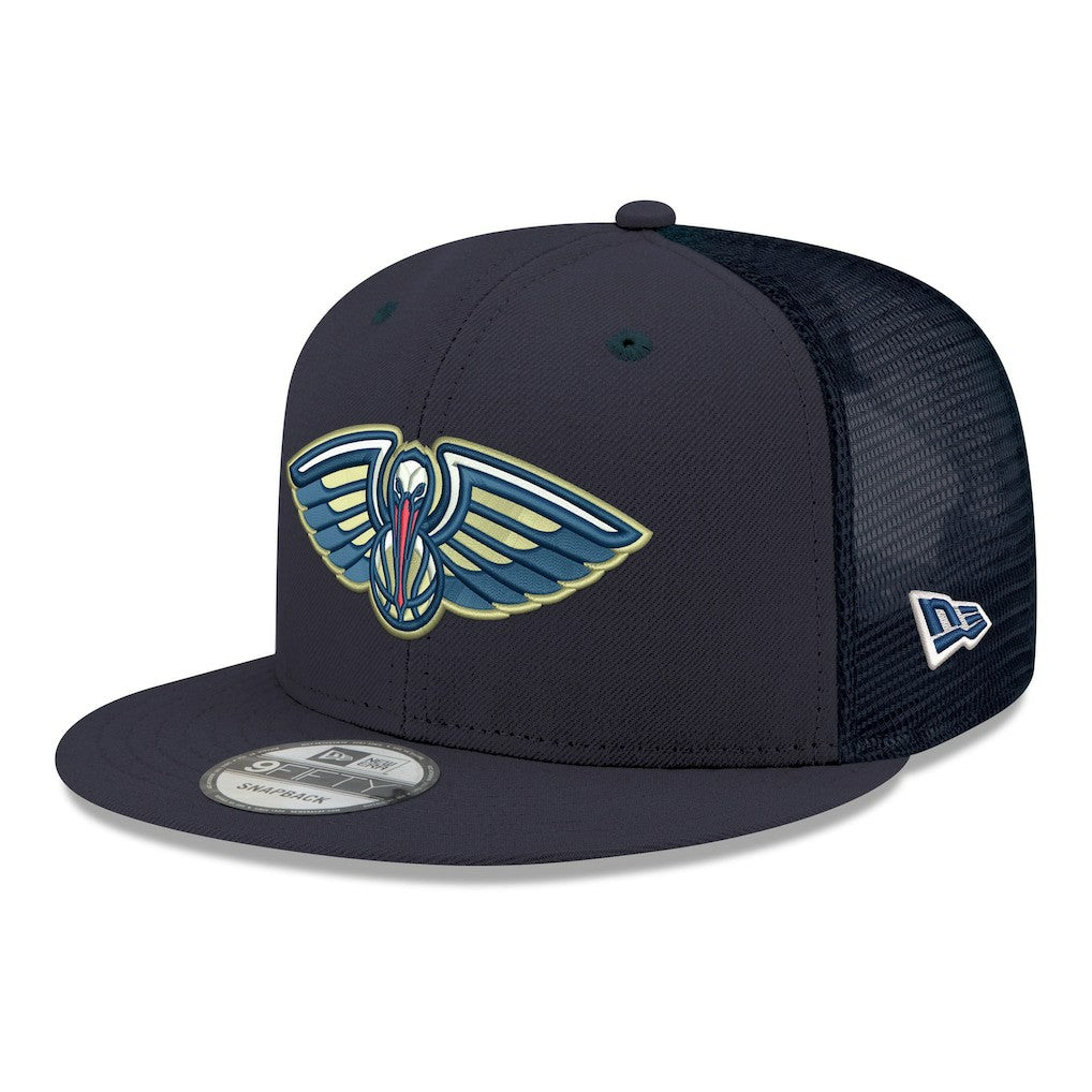 Navy New Orleans Pelicans Core Logo Meshback 9FIFTY Snapback Hat | NBA