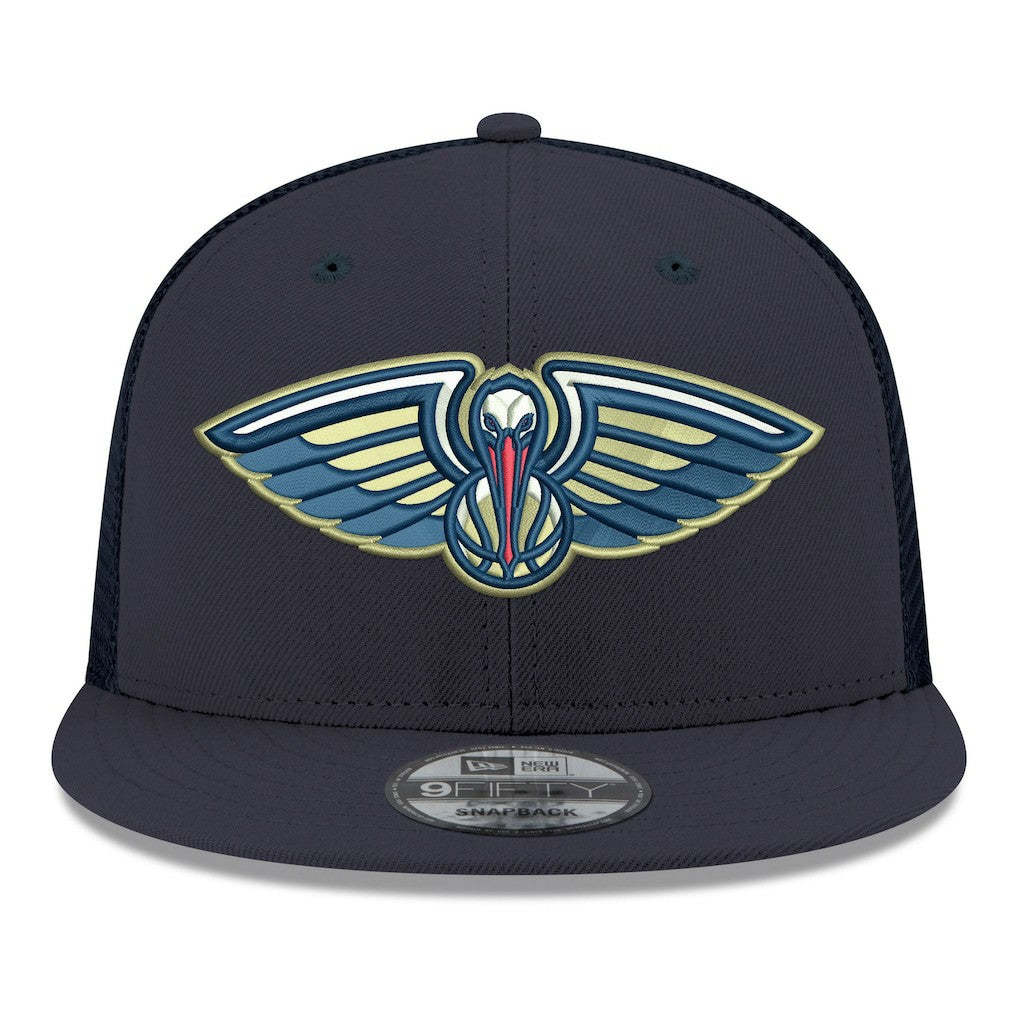 Navy New Orleans Pelicans Core Logo Meshback 9FIFTY Snapback Hat | NBA