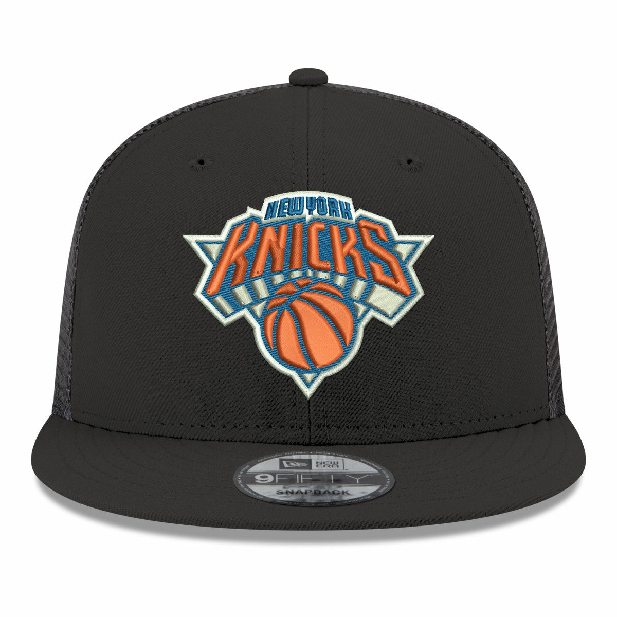 Black New York Knicks Core Logo Meshback 9FIFTY Snapback Hat | NBA