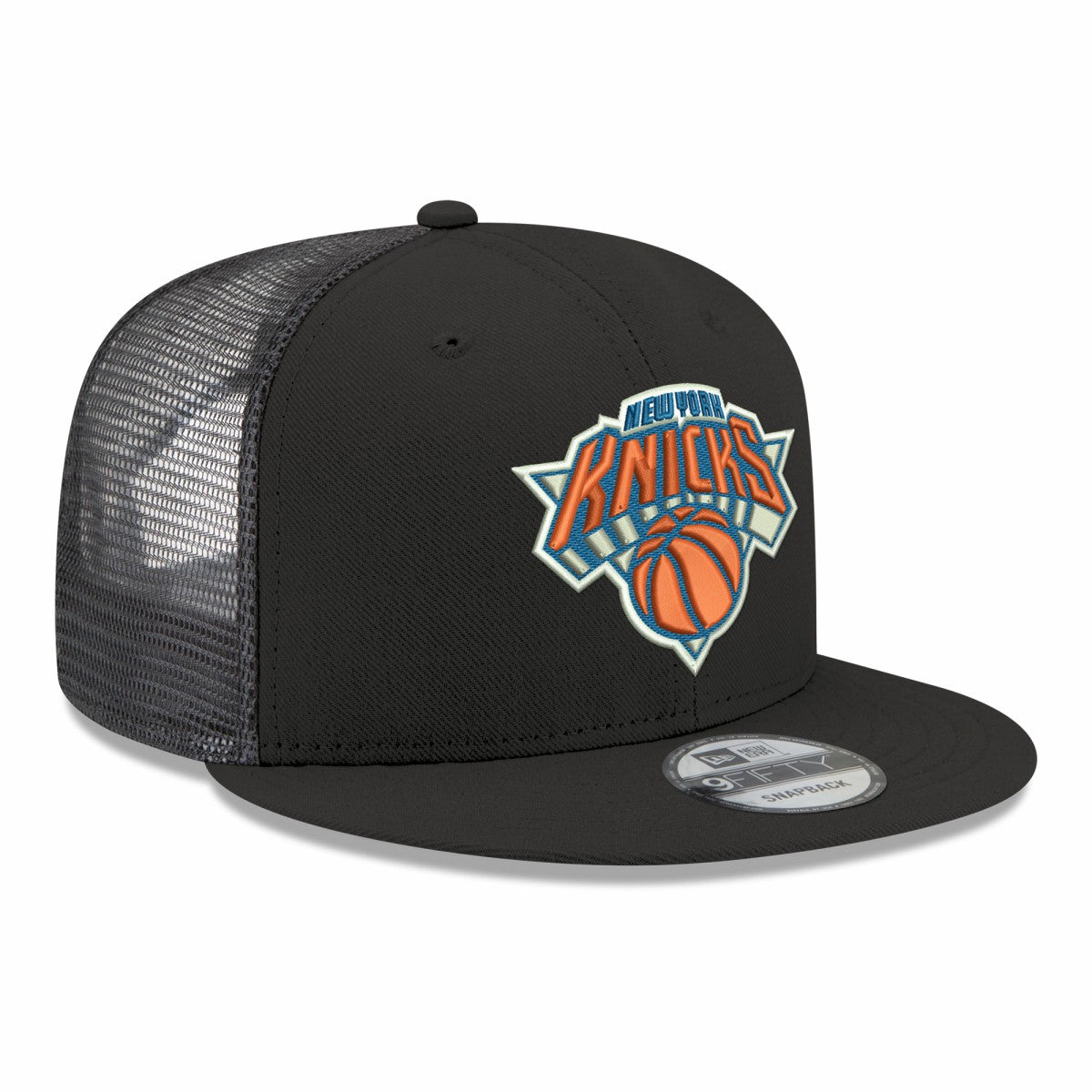 Black New York Knicks Core Logo Meshback 9FIFTY Snapback Hat | NBA