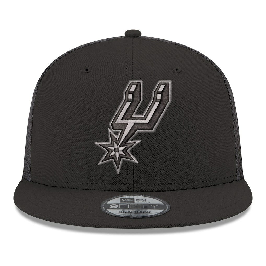 Black San Antonio Spurs Core Logo Meshback 9FIFTY Snapback Hat | NBA