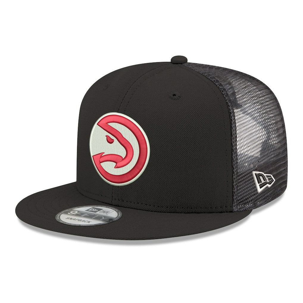 Black Atlanta Hawks Core Logo Meshback 9FIFTY Snapback Hat | NBA