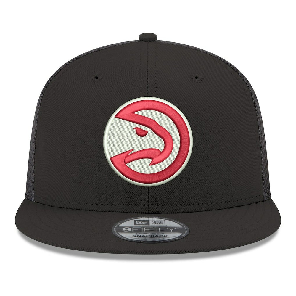 Black Atlanta Hawks Core Logo Meshback 9FIFTY Snapback Hat | NBA