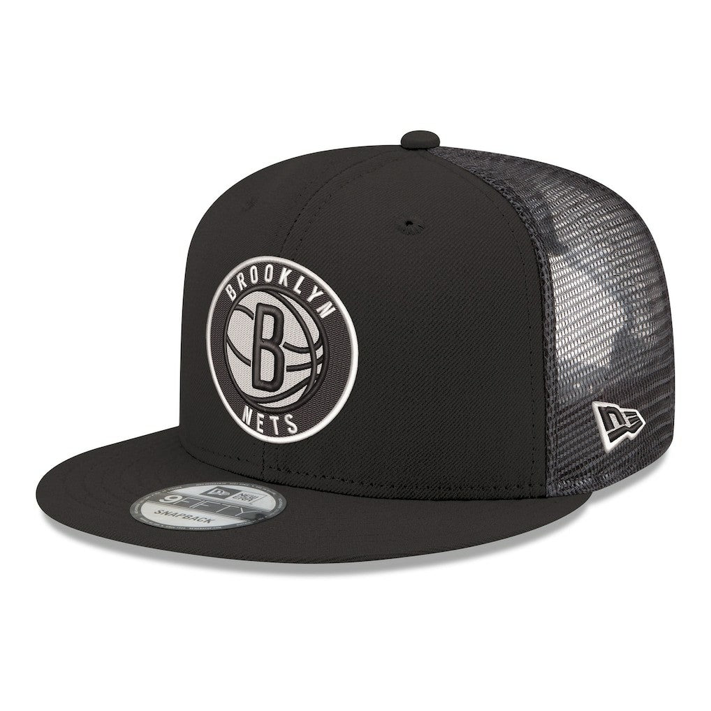 Black Brooklyn Nets Core Logo Meshback 9FIFTY Snapback Hat | NBA