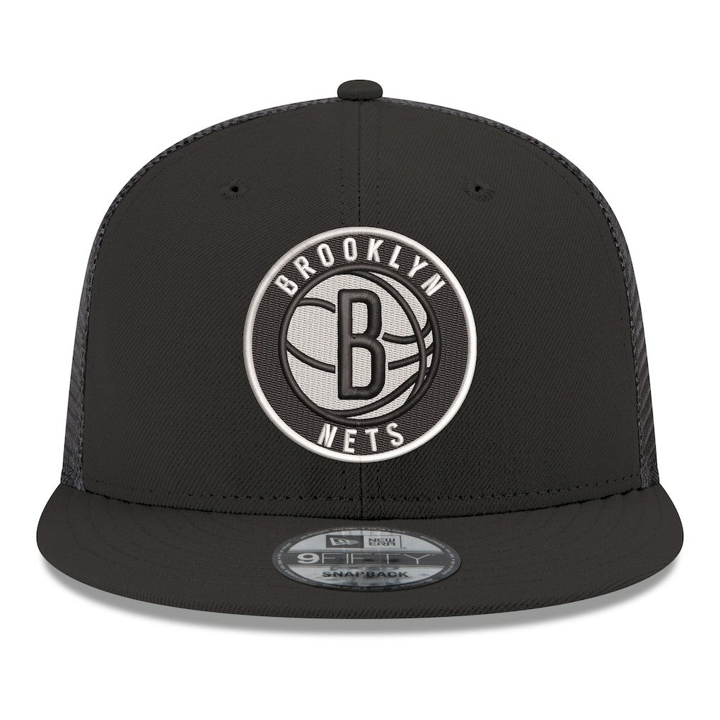 Black Brooklyn Nets Core Logo Meshback 9FIFTY Snapback Hat | NBA