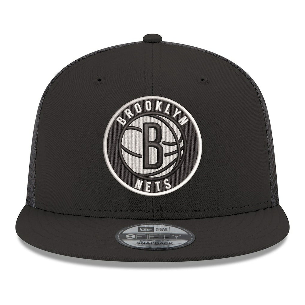 Black Brooklyn Nets Core Logo Meshback 9FIFTY Snapback Hat | NBA