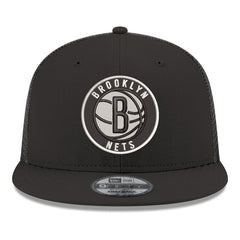 Black Brooklyn Nets Core Logo Meshback 9FIFTY Snapback Hat | NBA