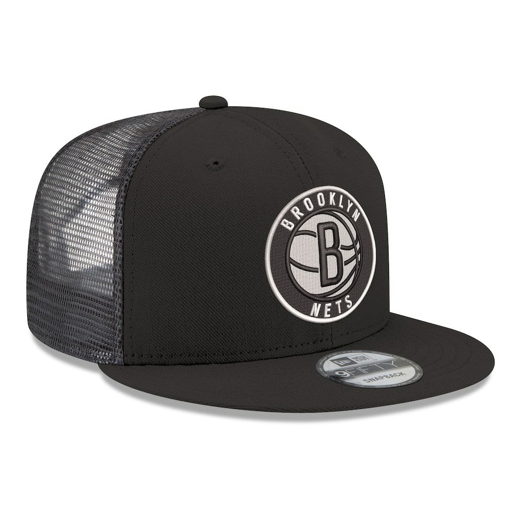 Black Brooklyn Nets Core Logo Meshback 9FIFTY Snapback Hat | NBA