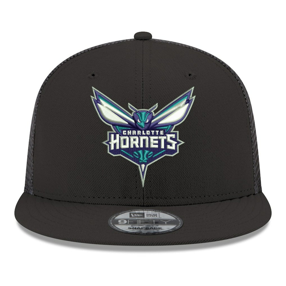 Black Charlotte Hornets Core Logo Meshback 9FIFTY Snapback Hat | NBA