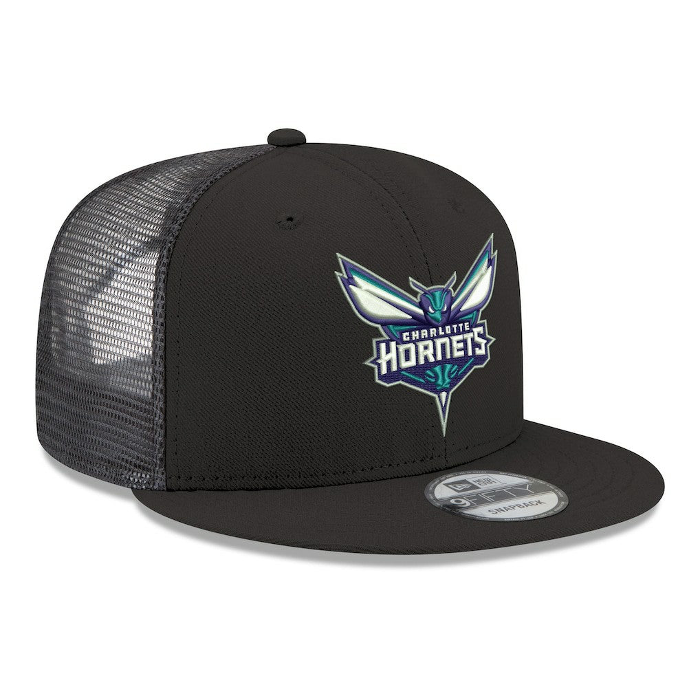 Black Charlotte Hornets Core Logo Meshback 9FIFTY Snapback Hat | NBA