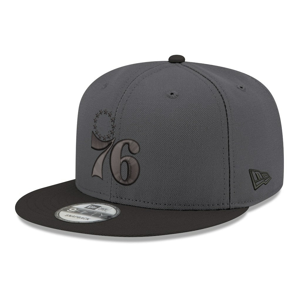 Gray/Black Philadelphia 76ers Logo 2-Tone 9FIFTY Snapback Hat | NBA