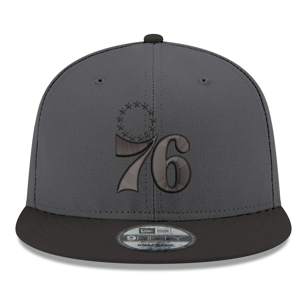 Gray/Black Philadelphia 76ers Logo 2-Tone 9FIFTY Snapback Hat | NBA