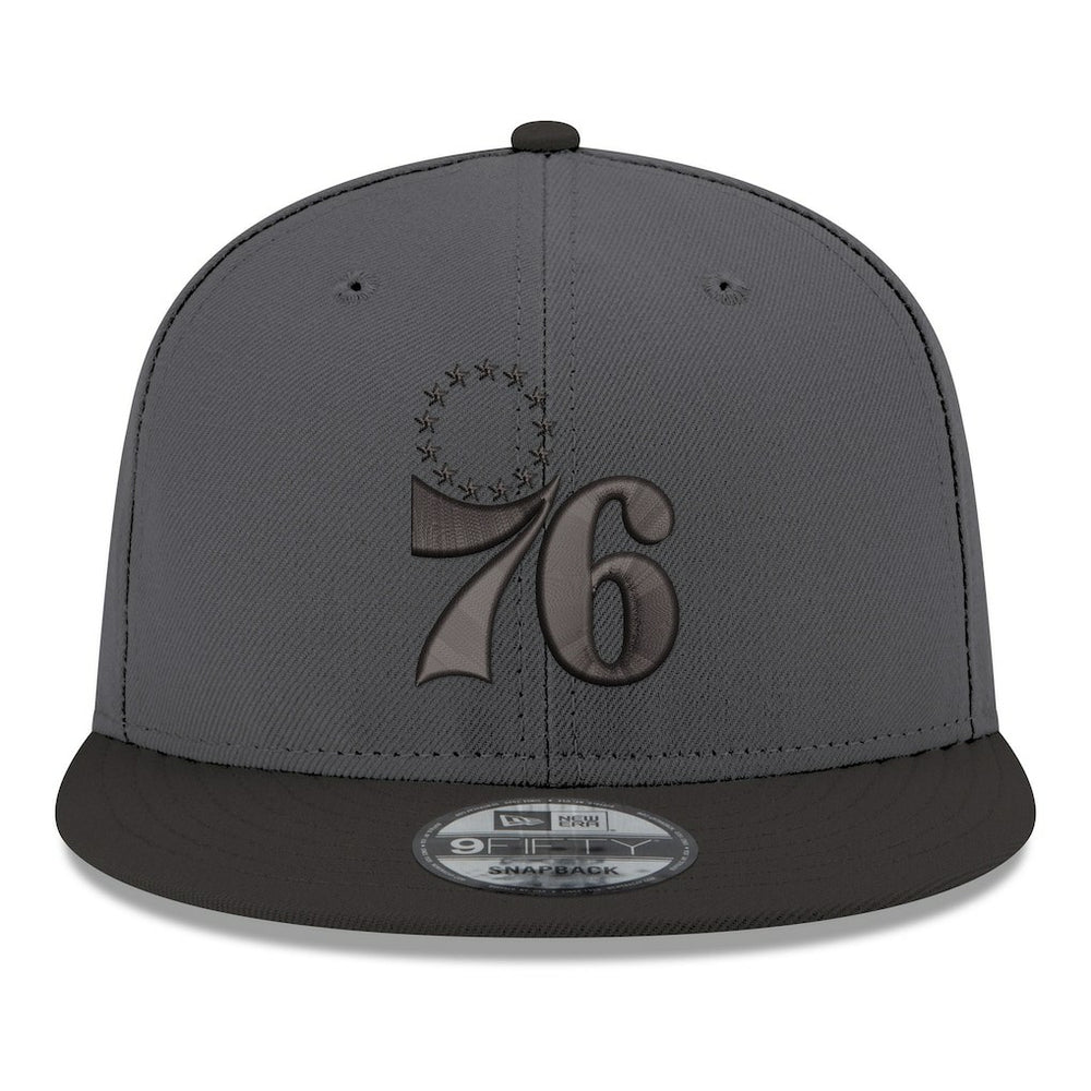 Gray/Black Philadelphia 76ers Logo 2-Tone 9FIFTY Snapback Hat | NBA