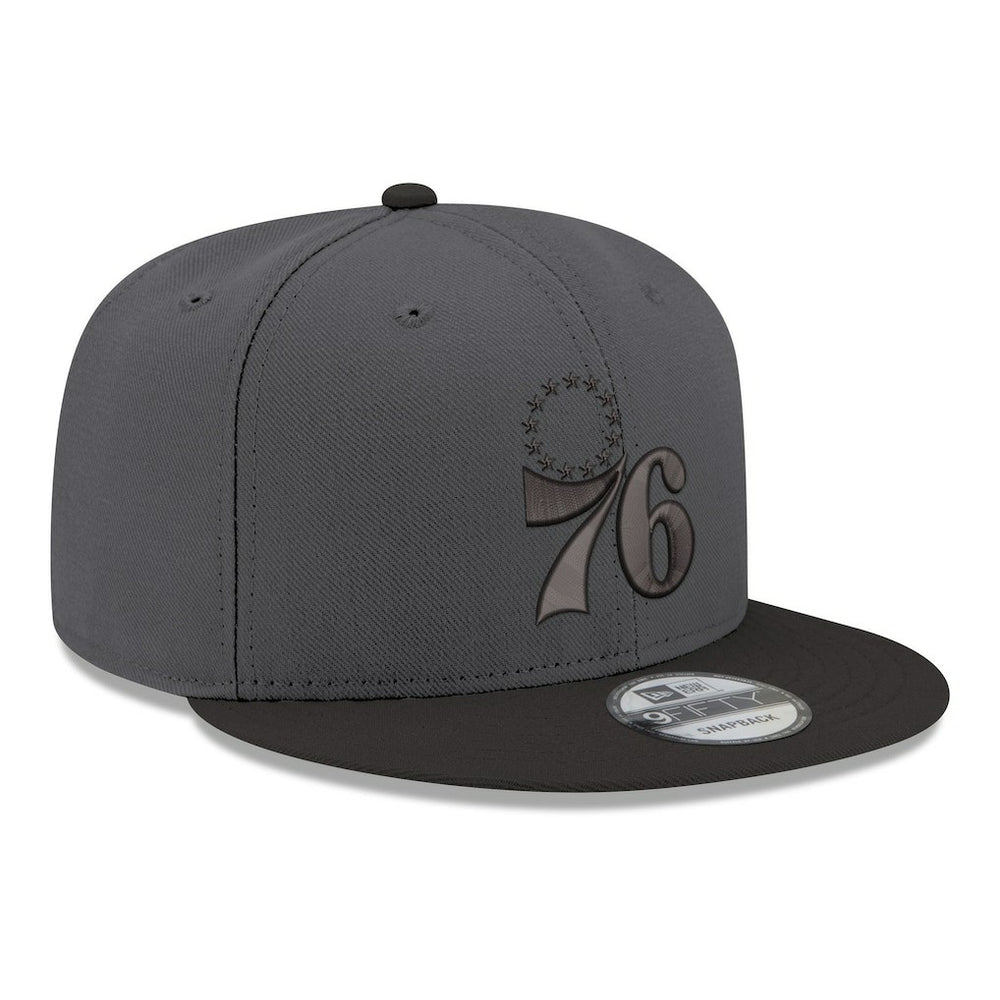 Gray/Black Philadelphia 76ers Logo 2-Tone 9FIFTY Snapback Hat | NBA