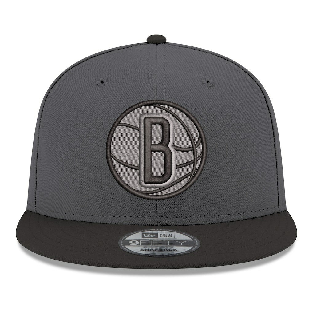 Gray/Black Brooklyn Nets Logo 2-Tone 9FIFTY Snapback Hat | NBA
