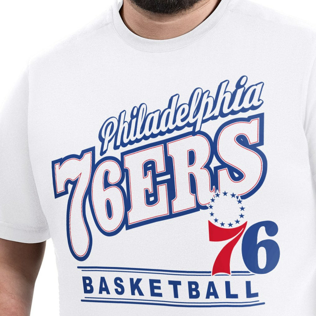 White Philadelphia 76ers G-III Sports by Carl Banks Adaptive Headliner T-Shirt | NBA