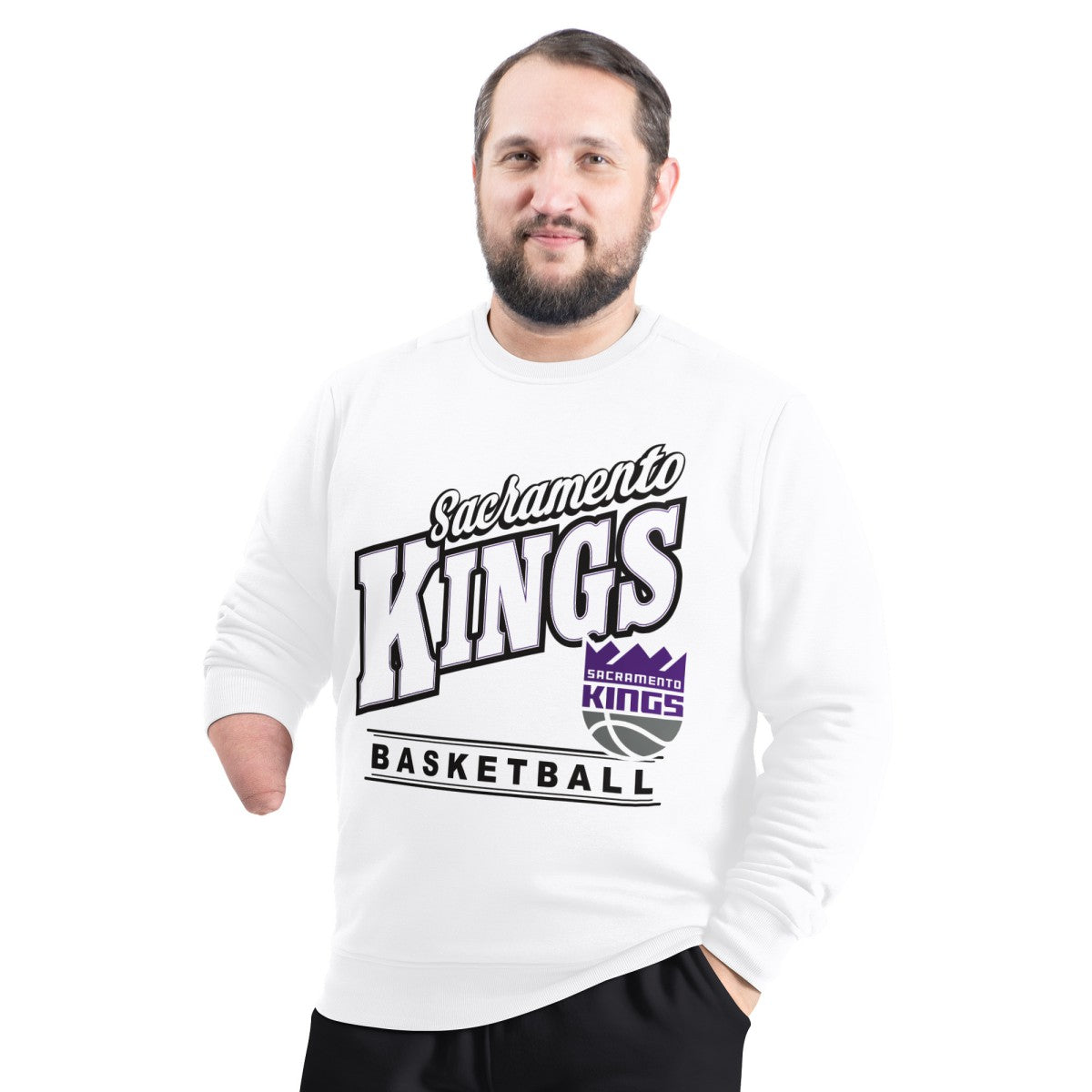 White Sacramento Kings G-III Sports by Carl Banks Adaptive Headliner Fleece Crewneck Sweatshirt | NBA