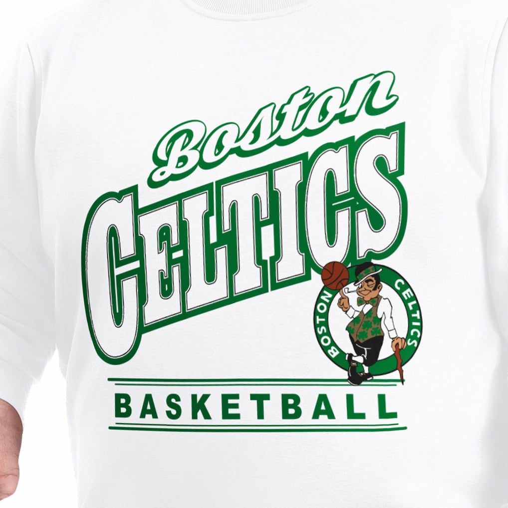 White Boston Celtics G-III Sports by Carl Banks Adaptive Headliner Fleece Crewneck Sweatshirt | NBA