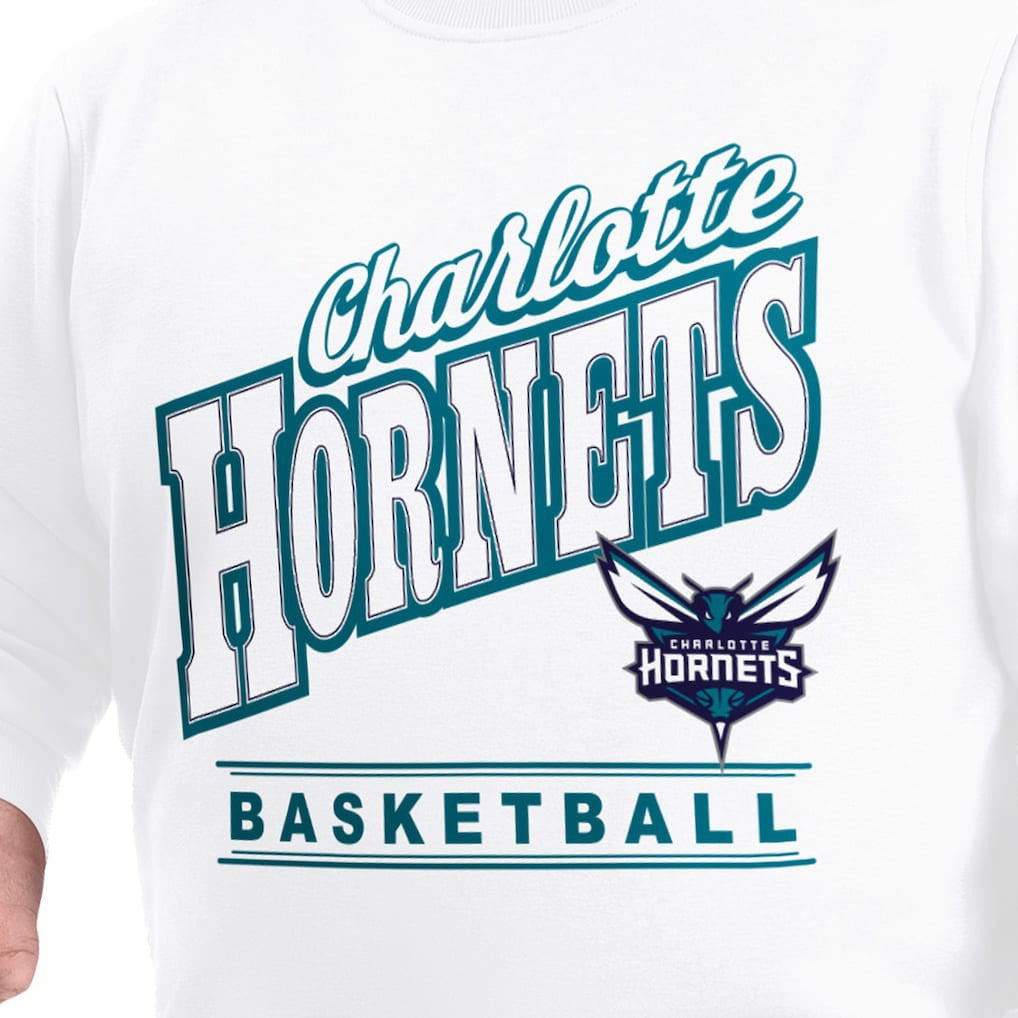 White Charlotte Hornets G-III Sports by Carl Banks Adaptive Headliner Fleece Crewneck Sweatshirt | NBA