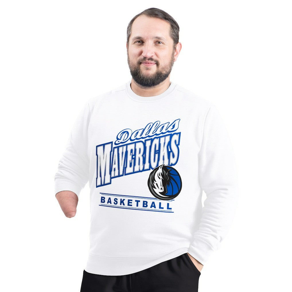 White Dallas Mavericks G-III Sports by Carl Banks Adaptive Headliner Fleece Crewneck Sweatshirt sale | NBA