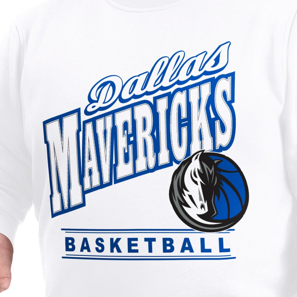 White Dallas Mavericks G-III Sports by Carl Banks Adaptive Headliner Fleece Crewneck Sweatshirt sale | NBA