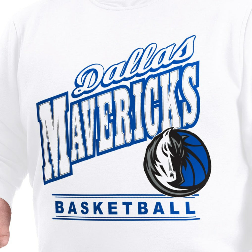 White Dallas Mavericks G-III Sports by Carl Banks Adaptive Headliner Fleece Crewneck Sweatshirt sale | NBA