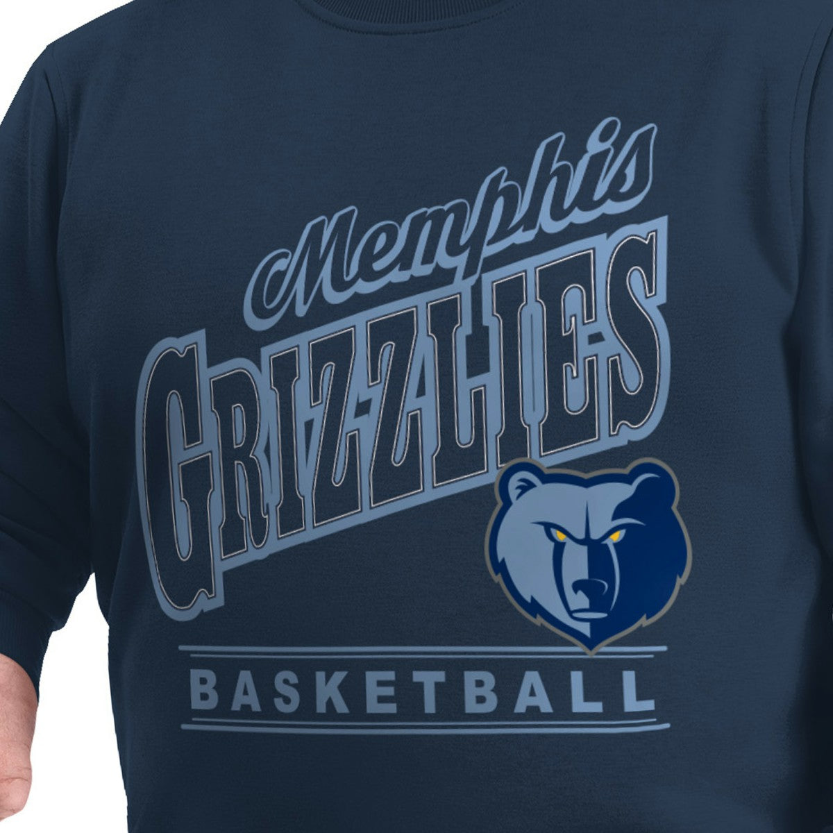 Navy Memphis Grizzlies G-III Sports by Carl Banks Adaptive Headliner Fleece Crewneck Sweatshirt | NBA