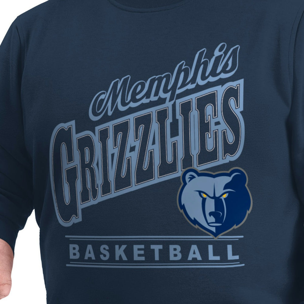 Navy Memphis Grizzlies G-III Sports by Carl Banks Adaptive Headliner Fleece Crewneck Sweatshirt | NBA