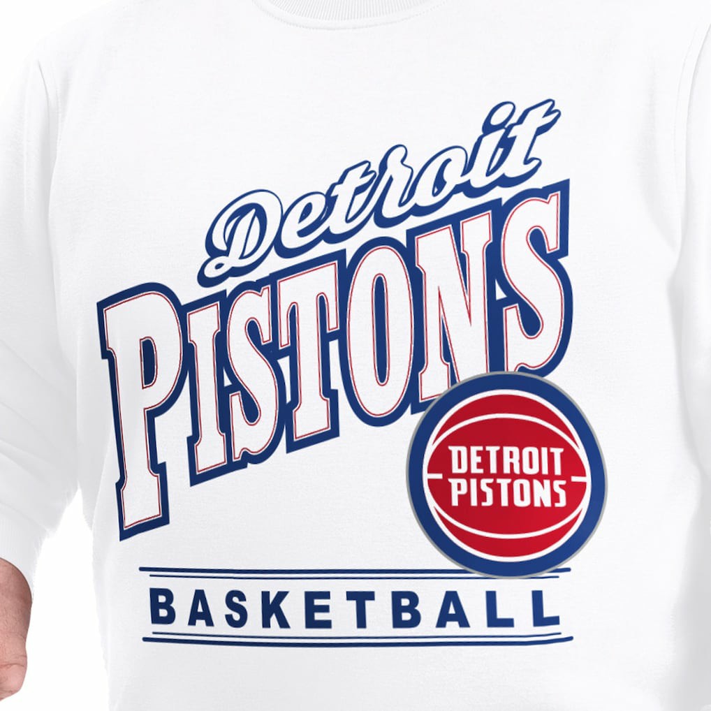 White Detroit Pistons G-III Sports by Carl Banks Adaptive Headliner Fleece Crewneck Sweatshirt sale | NBA