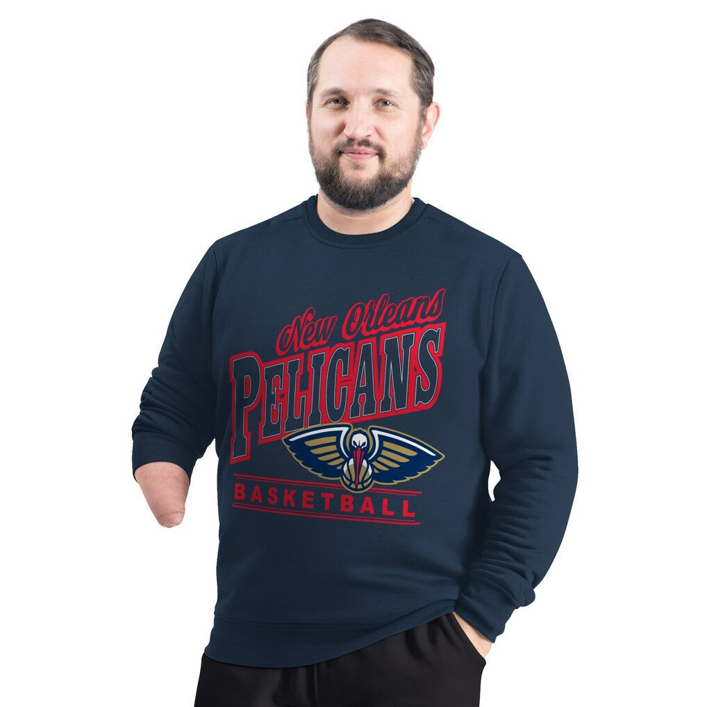 Navy New Orleans Pelicans G-III Sports by Carl Banks Adaptive Headliner Fleece Crewneck Sweatshirt | NBA
