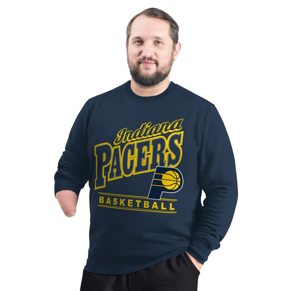 Navy Indiana Pacers G-III Sports by Carl Banks Adaptive Headliner Fleece Crewneck Sweatshirt | NBA