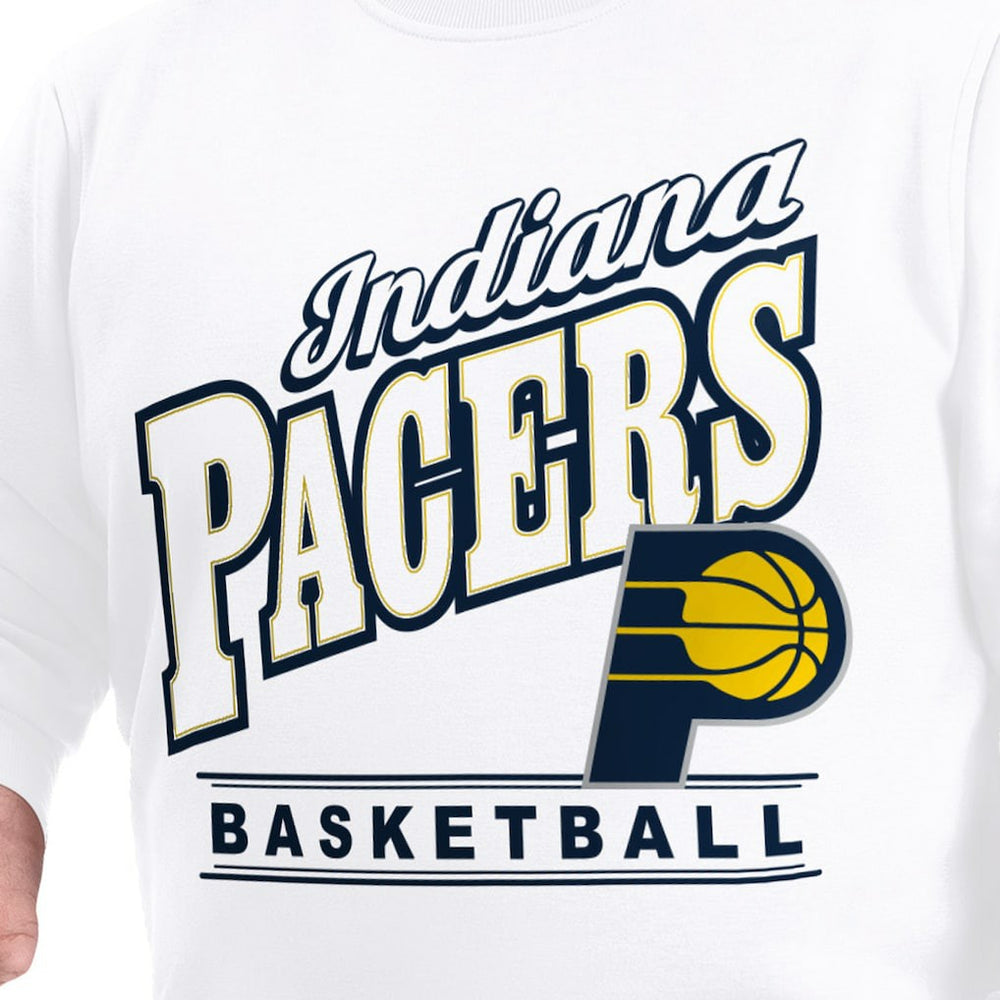 White Indiana Pacers G-III Sports by Carl Banks Adaptive Headliner Fleece Crewneck Sweatshirt | NBA