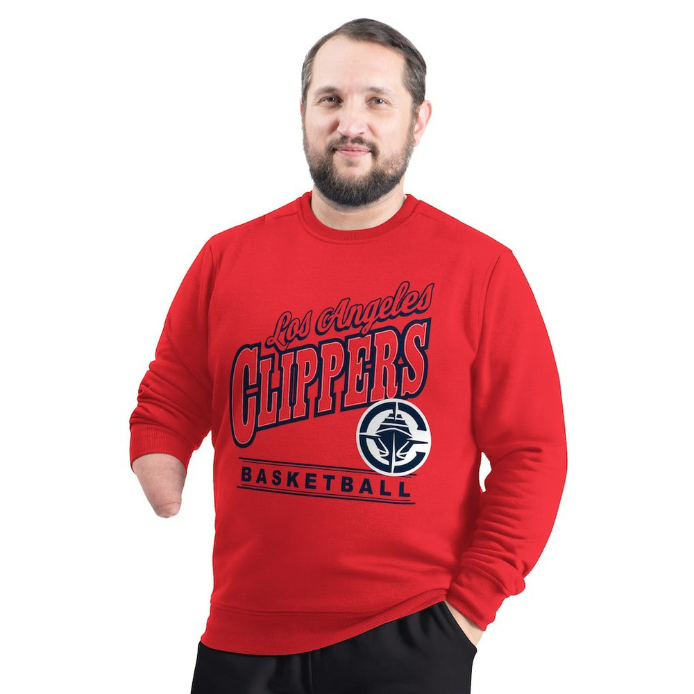 Red LA Clippers G-III Sports by Carl Banks Adaptive Headliner Fleece Crewneck Sweatshirt | NBA