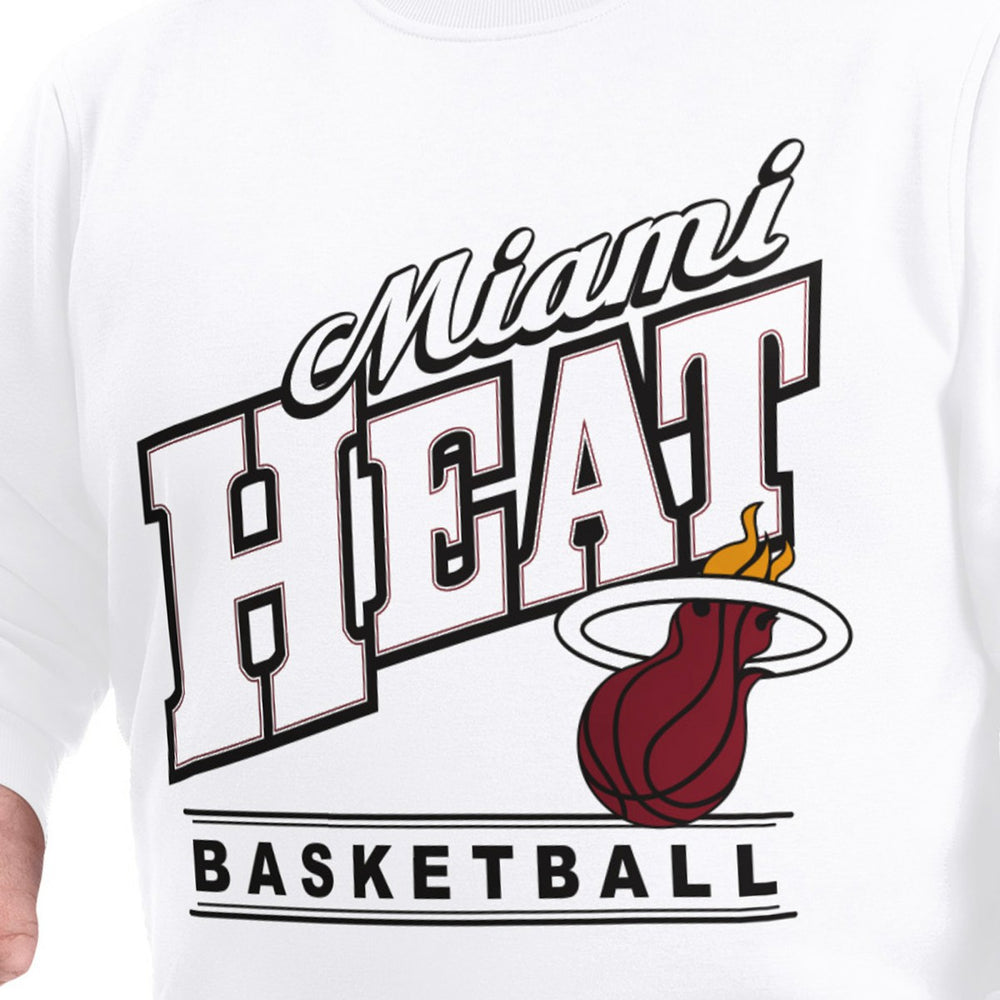 White Miami Heat G-III Sports by Carl Banks Adaptive Headliner Fleece Crewneck Sweatshirt | NBA